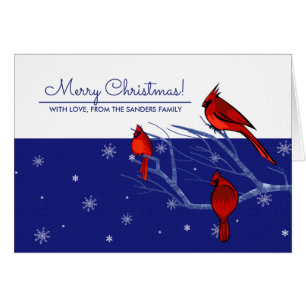Merry Christmas. Red Cardinals Custom Holiday Card