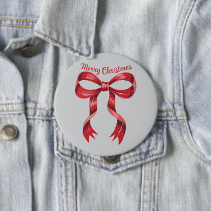 Merry Christmas Red Coquette Bow Girly  10 Cm Round Badge