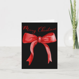 Merry Christmas Red Coquette Bow Merry And Bright Card