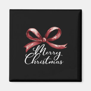 Merry Christmas Red Coquette Bow Merry And Bright  Magnet