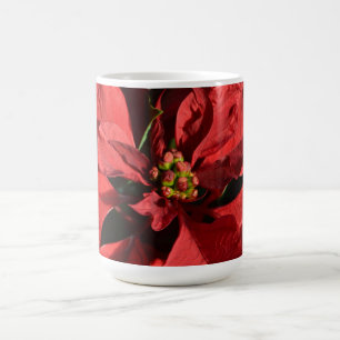 Merry Christmas Red Curly Poinsettia Coffee Mug