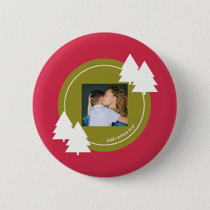 Merry christmas red customisable photo gift 6 cm round badge