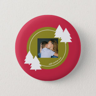 Merry christmas red customisable photo gift  6 cm round badge