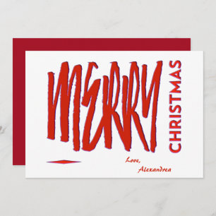 Merry Christmas Red Elegant Modern Script Custom Holiday Card