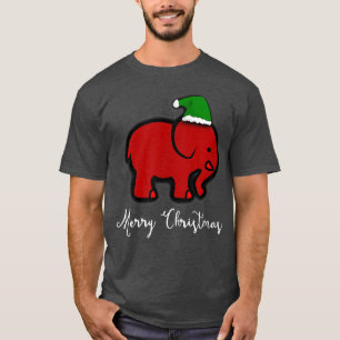 Merry Christmas Red Elephant Cute, Funny Holiday T-Shirt