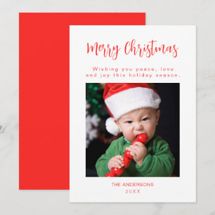 Merry Christmas Red Family Photo Holiday Card