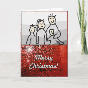 Merry Christmas Red Frost with Photo Holiday Card