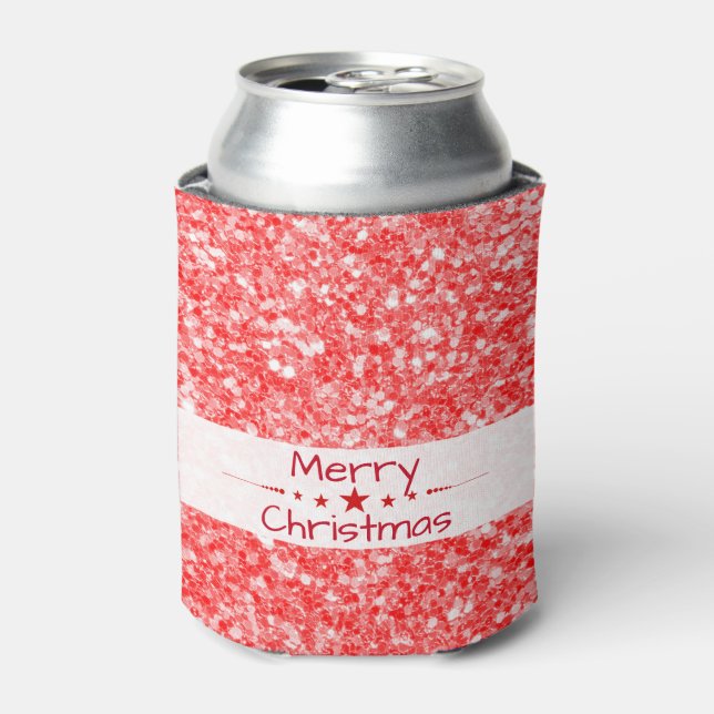 Merry Christmas-Red Glitter Can Cooler (Can Front)