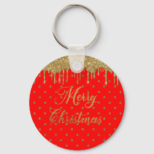 Merry christmas- red glitter  key ring