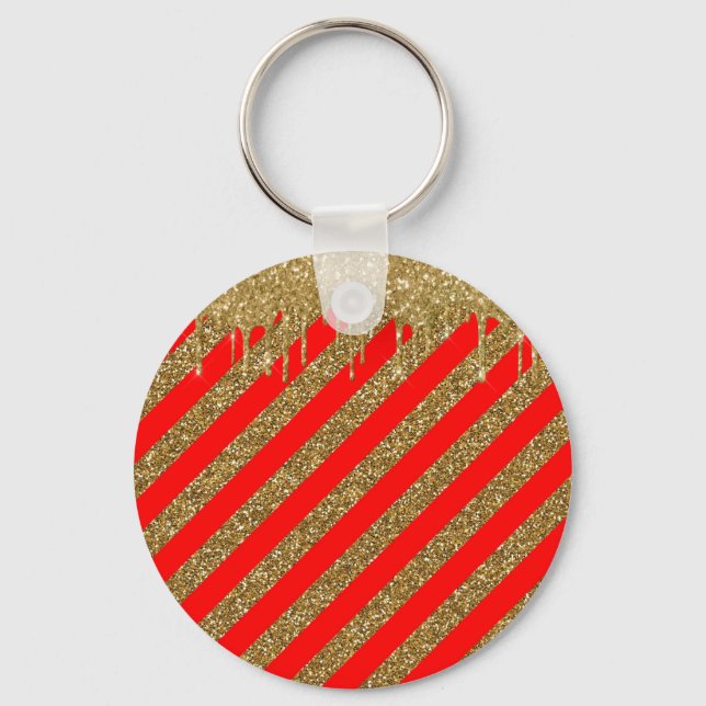 Merry christmas - red glitter strip   key ring (Front)