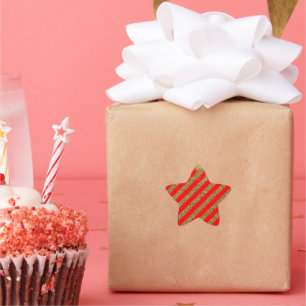 Merry christmas - red glitter strip  star sticker