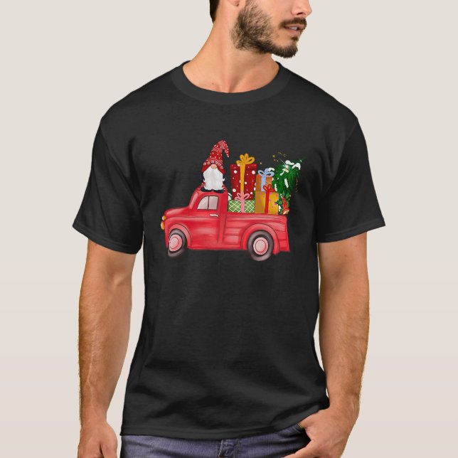 Merry Christmas Red Gnome Truck Funny  Men Women K T-Shirt (Front)