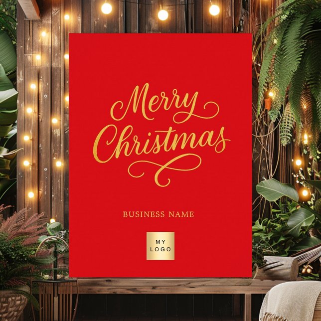 Merry Christmas red gold business logo Poster (Creator Uploaded)