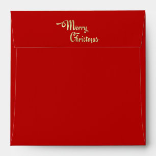 Merry Christmas. Red   Gold Foil Holiday Envelopes