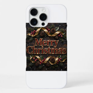 Merry Christmas Red & Gold iPhone 16 Pro Max Case