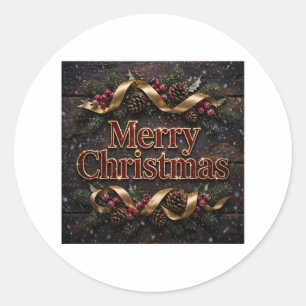 Merry Christmas Red & Gold Sticker