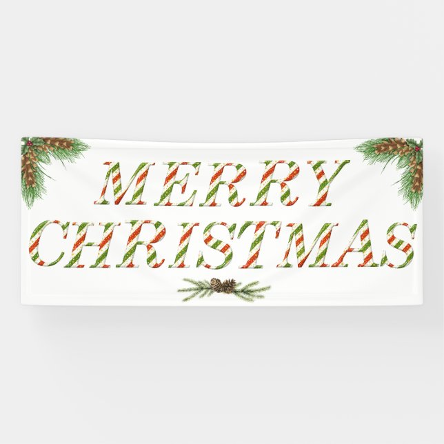 Merry Christmas Red, Green and White Banner (Horizontal)