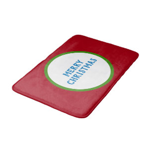 Merry Christmas Red Green Blue Bath Mat
