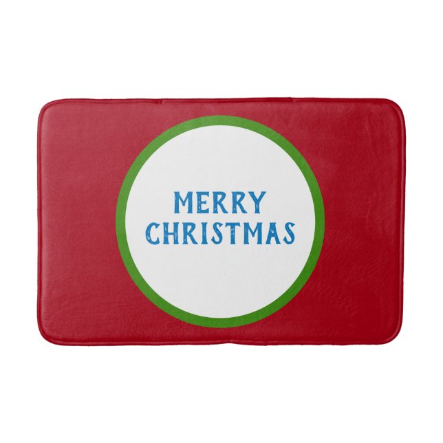 Merry Christmas Red Green Blue Bath Mat (Front)