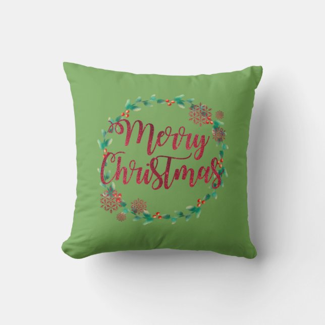 Merry Christmas,Red ,Green Cushion (Front)