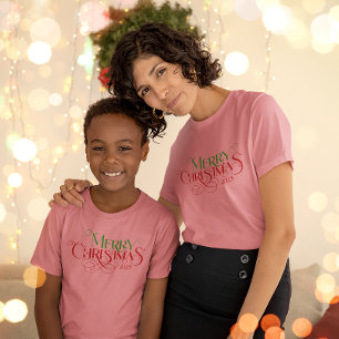 Merry Christmas Red Green Festive Retro Typography Tri-Blend Shirt