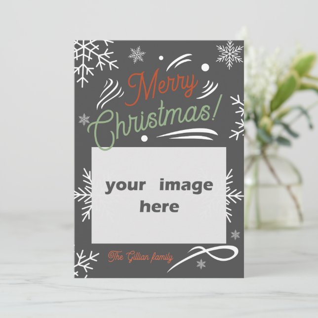 merry christmas red green holiday card (Standing Front)