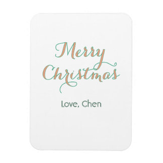 merry christmas red green name love stylish modern magnet