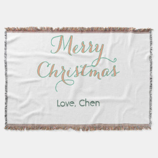 merry christmas red green name love stylish modern throw blanket