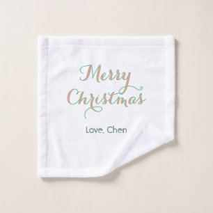 merry christmas red green name love stylish modern wash cloth