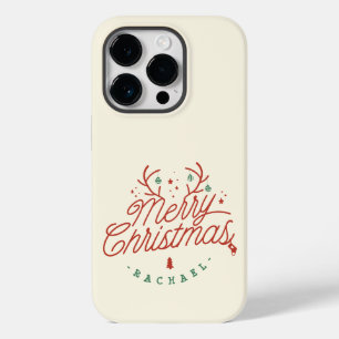 Merry Christmas Red Green Personalized Reindeer Case-Mate iPhone 14 Pro Case