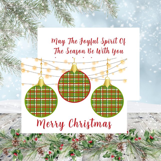 Merry Christmas Red Green Plaid Ornament Holiday (Merry Christmas Trio Plaid Ornaments Holiday Card)