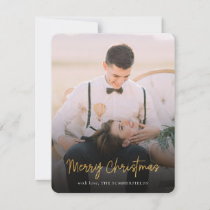 Merry Christmas Red Green Plaid Photo Holiday Card