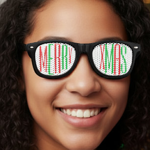 Merry Christmas Red & Green Retro Sunglasses