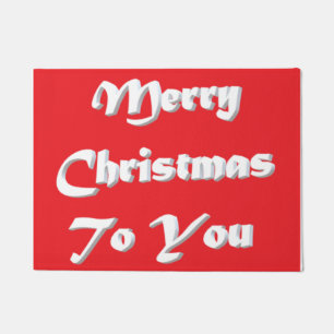 MERRY CHRISTMAS RED GREEN TEXTED GIFT IDEA DOORMAT