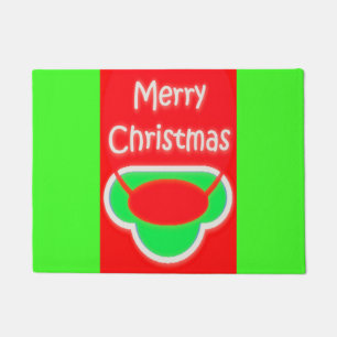 MERRY CHRISTMAS RED GREEN TEXTED GIFT IDEA DOORMAT