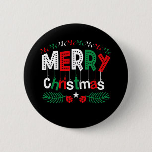 Merry Christmas Red Green White 6 Cm Round Badge