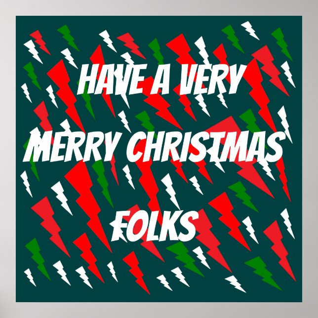 MERRY CHRISTMAS RED GREEN WHITE TEXT POSTER (Front)