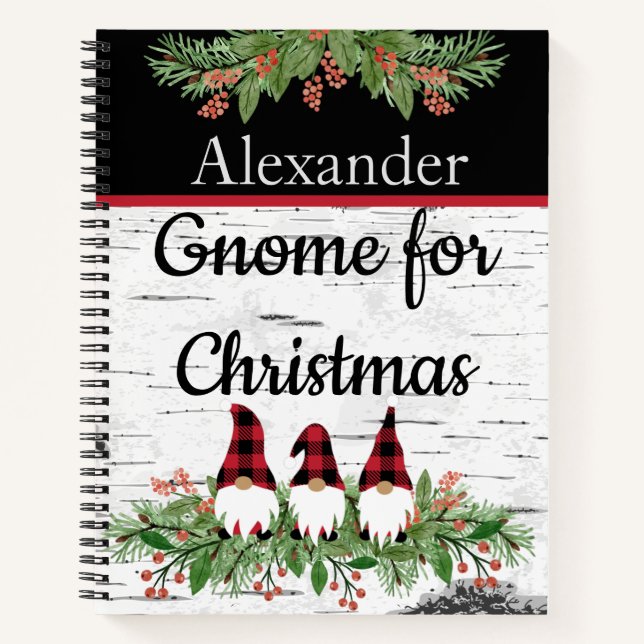 Merry  Christmas Red Hat Buffalo Plaid Gnomes  Notebook (Front)