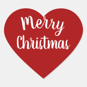 Merry Christmas Red Heart Sticker