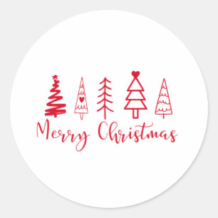 Merry Christmas Red Holiday Classic Round Sticker