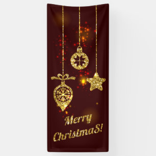 Merry Christmas Red Holiday Glitter Sparkling Banner