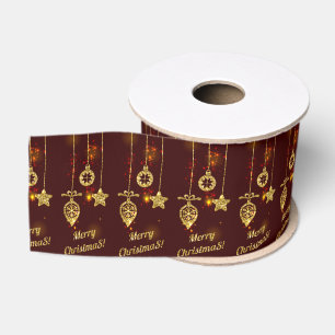 Merry Christmas Red Holiday Glitter Sparkling Grosgrain Ribbon