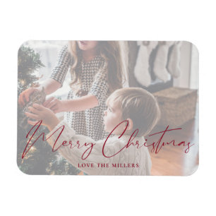 Merry Christmas Red Minimalist Photo Magnet