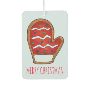 Merry Christmas Red Mitten Cookie Xmas Holiday Car Air Freshener