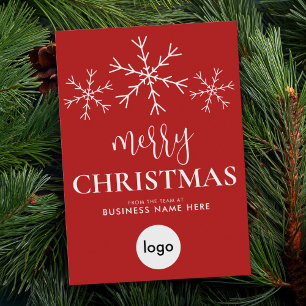 Merry Christmas Red Modern Business Logo Holiday Card