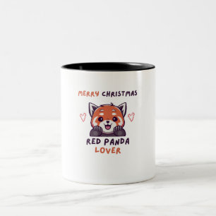 Merry Christmas Red Panda Lover Two-Tone Coffee Mug