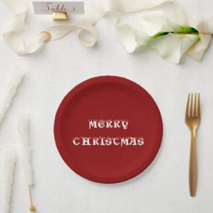 Merry Christmas Red Paper Plate
