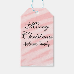 Merry Christmas red pastel watercolor abstract tex Gift Tags