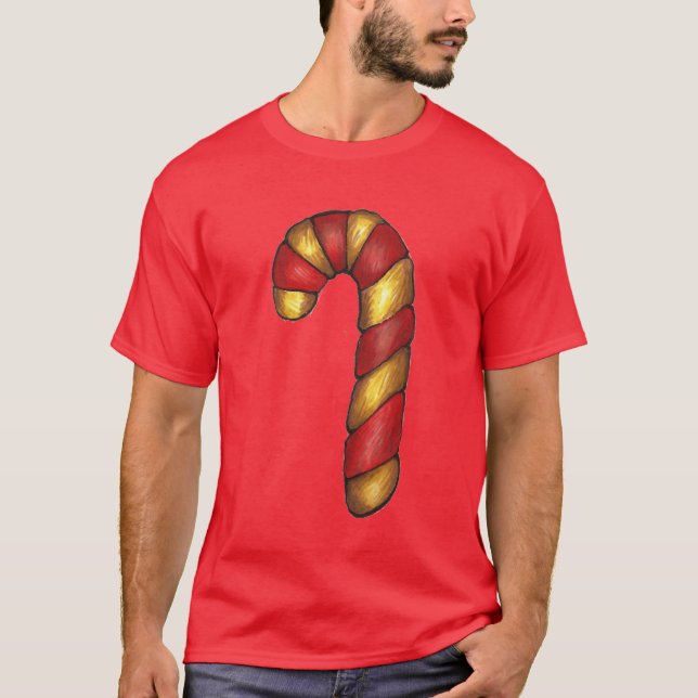 Merry Christmas Red Peppermint Candy Cane Cookie T-Shirt (Front)