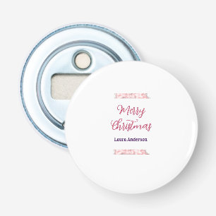 merry christmas red pink glitter lines name retro bottle opener